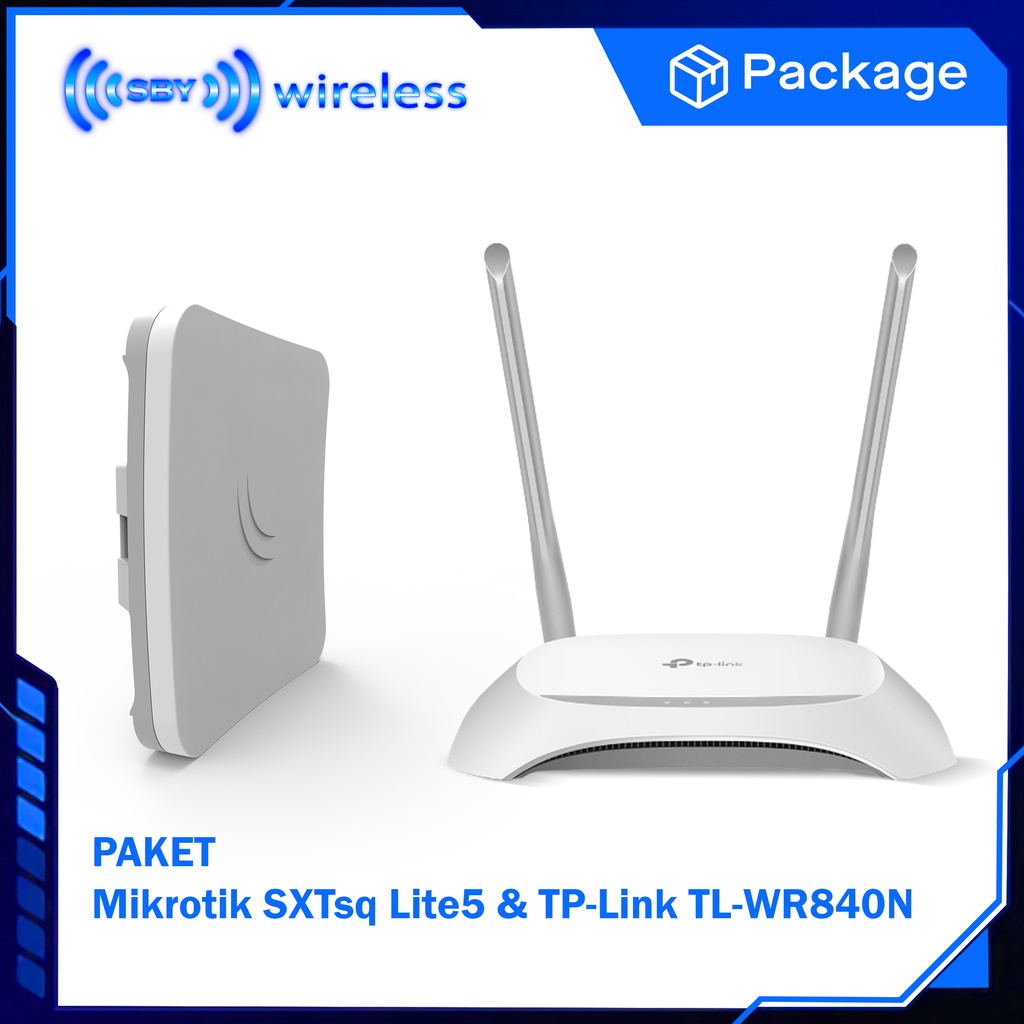 Paket Mikrotik SXTsq Lite5 ( RBSXTsq5nD ) + TPLink TL-WR840N