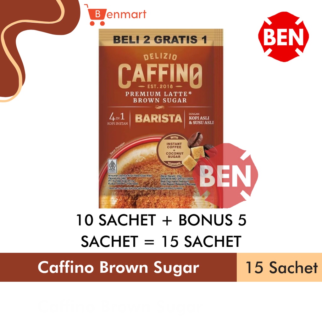 Delizio Caffino Barista PREMIUM LATTE BROWN SUGAR 1 Renceng Gula Aren