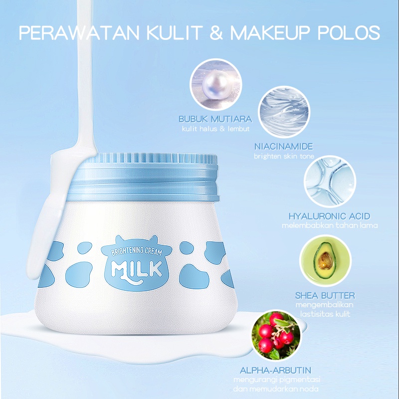 LAIKOU Milk Brightening Krim Wajah Pagi dan Malam Pelembab Menutrisi 55g