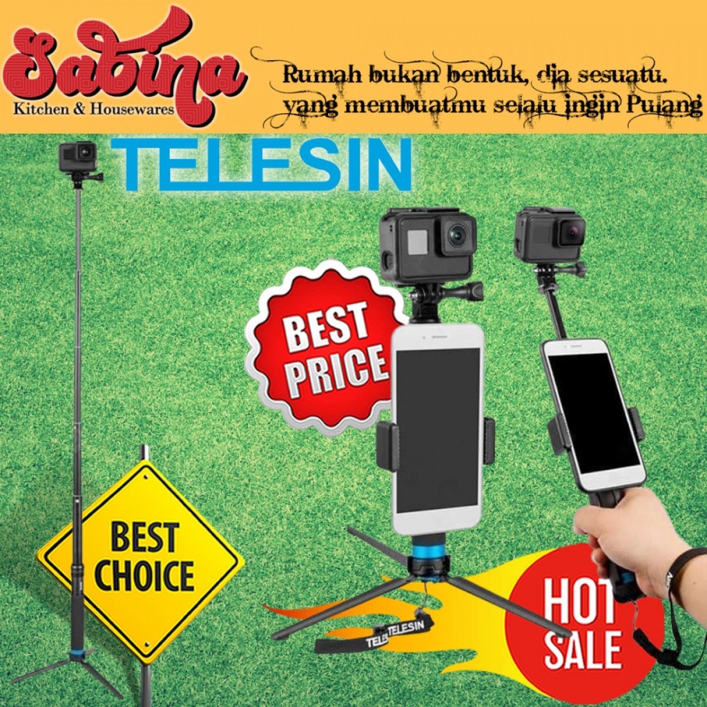 Tripod Mini Kamera Tongsis Monopod Mount GoPro Dengan Holder HP