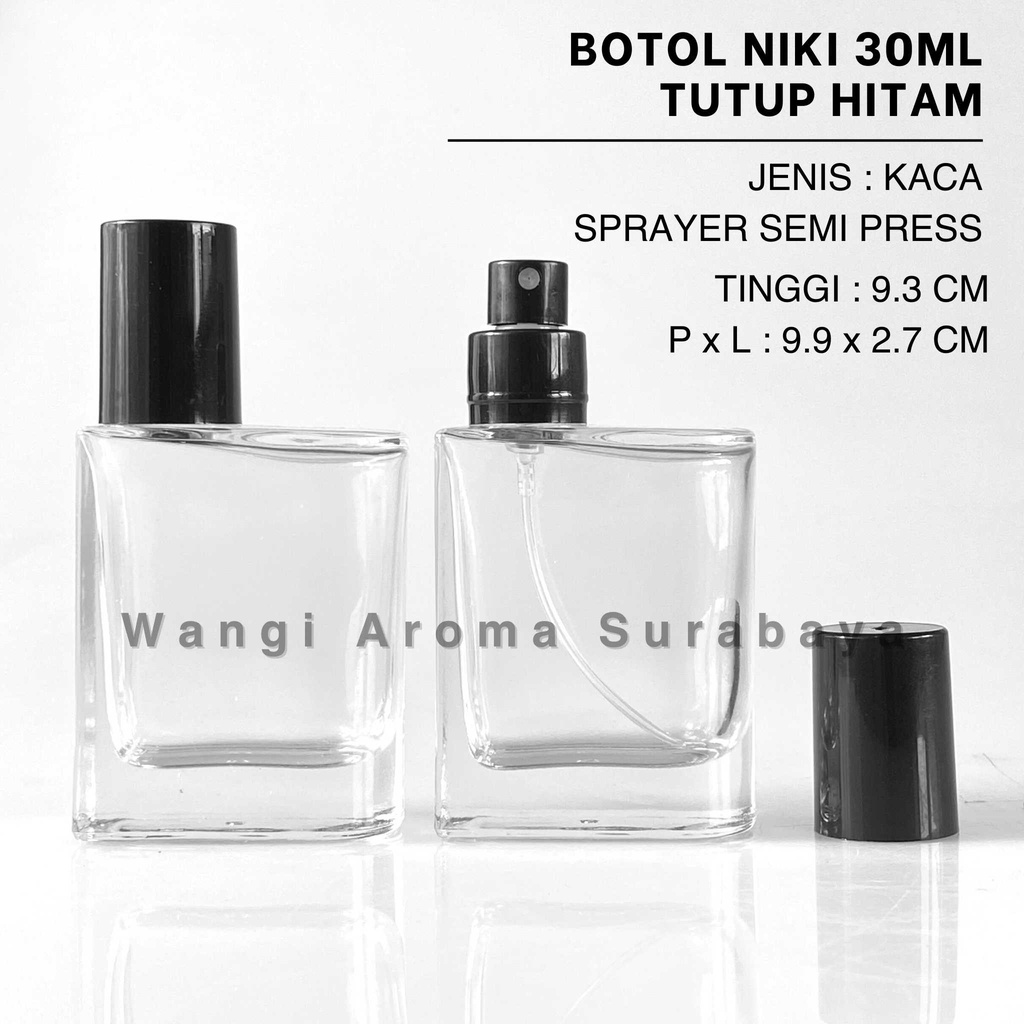 Botol Niki 30ML Hitam Spray Semi Press - Botol Parfum Niki Semi Press - Botol Parfum 30ML