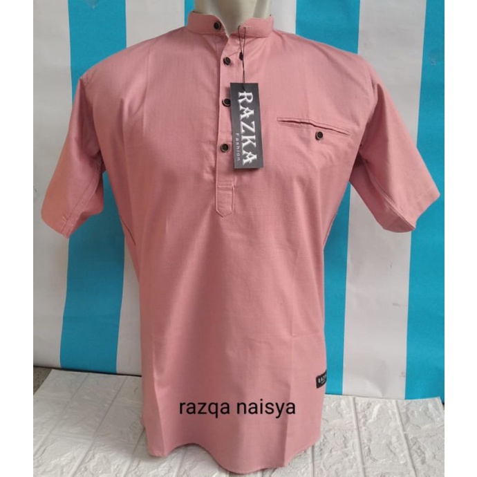 Atasan kemeja koko lengan pendek WARNA DUSTY PINK