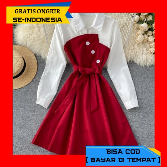 Dress Pesta Baju Ke Gereja Baju Natal Dres Scuba Bangkok Premium Dres Jumbo Qq 7633 Dress Wanita Ter