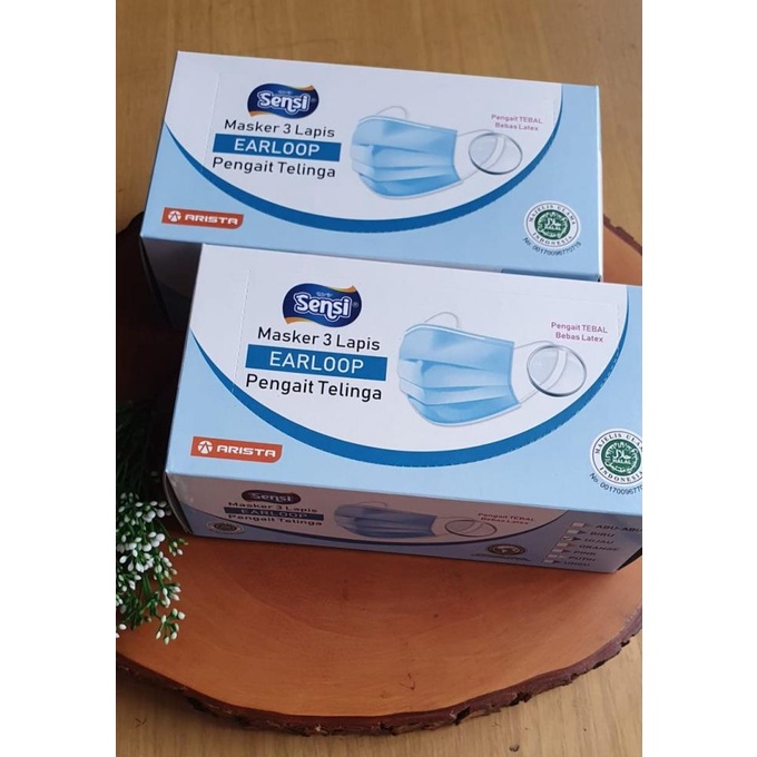 Sensi Masker Medis Hijau Earloop 3Ply Cantol Telinga 1Kotak isi 50 ORI t-pusatmurahstore Juara