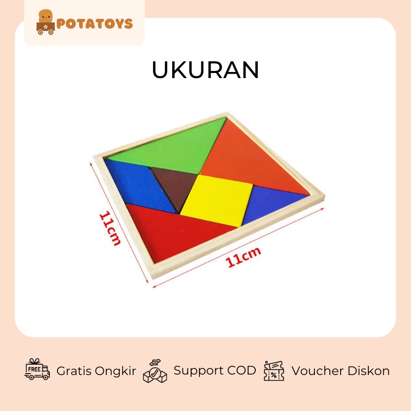 [ Potatoys ] Mainan Edukasi Anak Puzzle Tetris Kayu / Puzzle Tangram Tetris