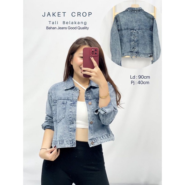 MDLV ~ Jaket Crop Tali Belakang Snow Blue Good Quality