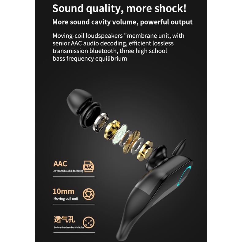 Matei Headset Bluetooth Earphone TWS Wireless Olahraga Earphone LED Earbud 9D Bluetooth G37  Dengan Mic sport bass