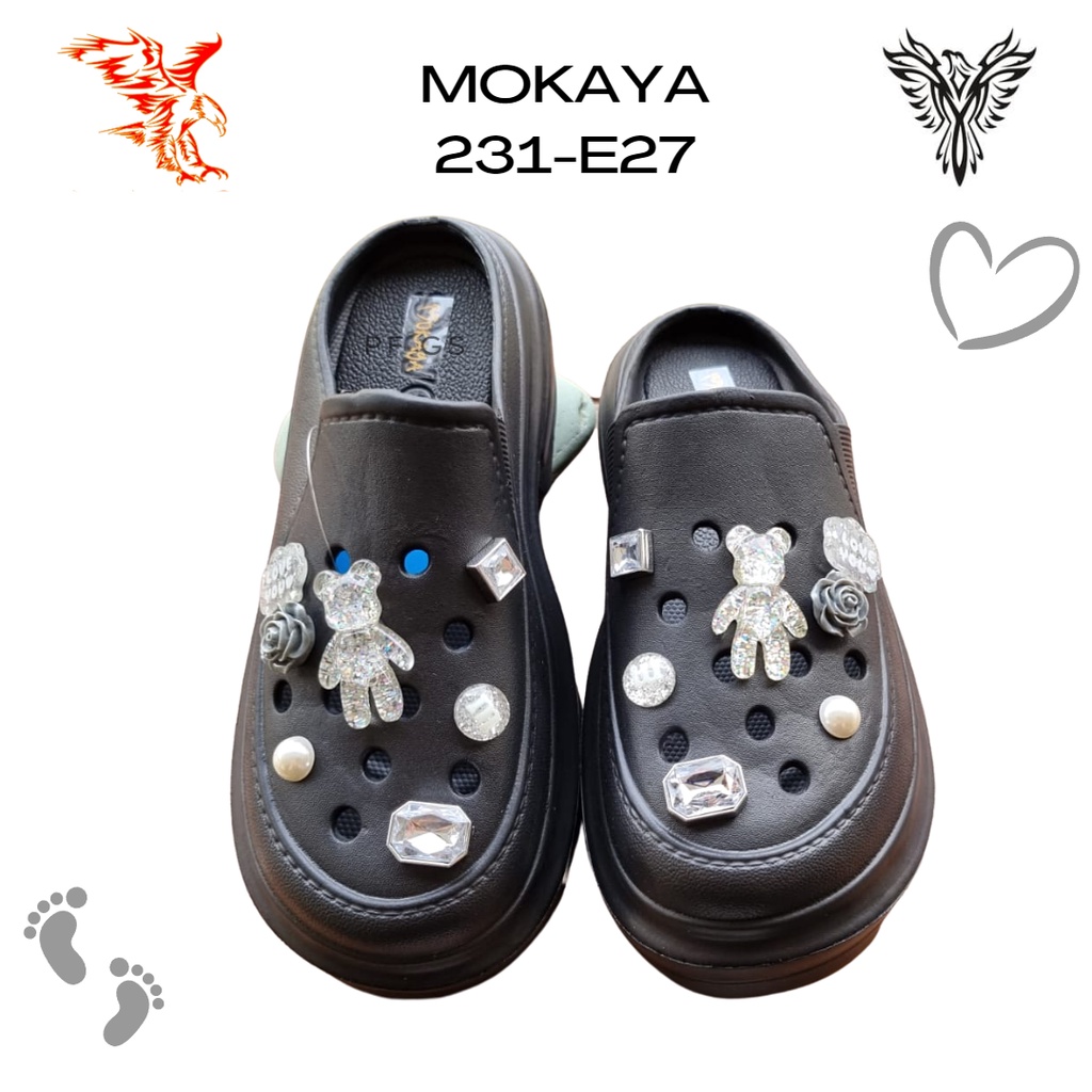 Sandal Selop Wedges Wanita Mokaya E231 -27 Fuji Bear Permata Blink Import Lux Trendy