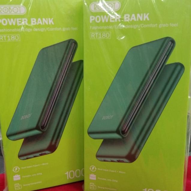 PowerBank Robot 10000 mAh RT 180 Dual Input Type C dan Micro USB Ori - Putih
