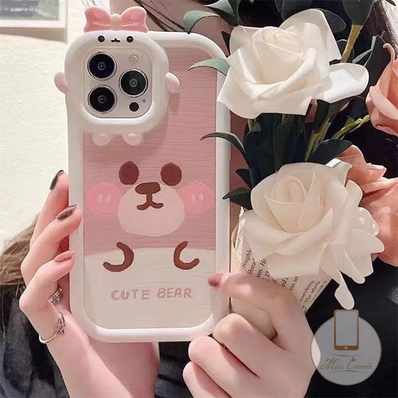 Realme 9c33 8I 9Pro+ C21 C30 C12 C11 C35 C25 C25Y 9i C31 C15 C25s C20A 8 7 8Pro C17 C21Y C3 C2 C20 6i 7i 5s 5 5i Cute Bear 3D Bow-knot Little Monster Lens Manis Lembut Casing TPU