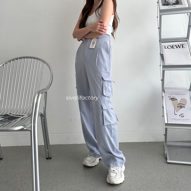 SIVALI Bonnie Cargo Pants - Highwaist Loose Cargo - Celana Kargo Wanita - Baggy Pants