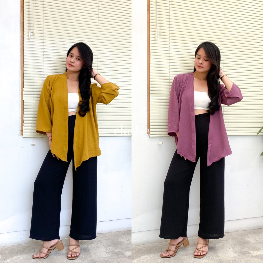 Cardigan Wanita Kekinian Korean Style Ootd Terbaru Crinkle Airflow Anti Lecek Zefa Top by Clashe