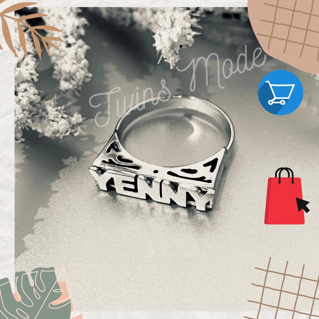 Cincin Batik Ukir Cetak Nama 3D Europe Style Tersedia 3 Warna