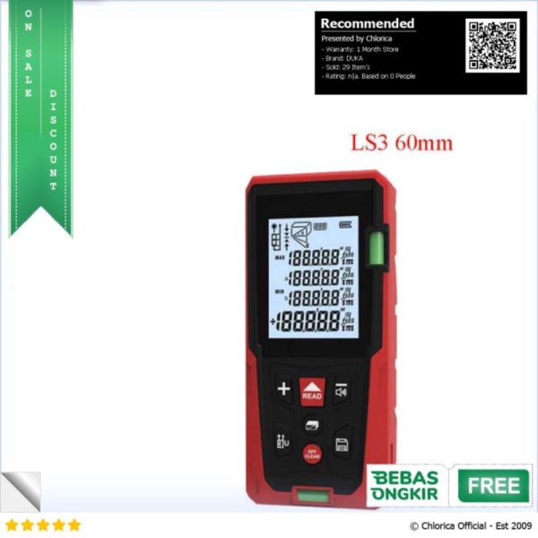 

Dijual DUKA Pengukur Jarak Laser Distance Meter Range Finder - LS3 - Hitam Merah 60M DUKA Diskon