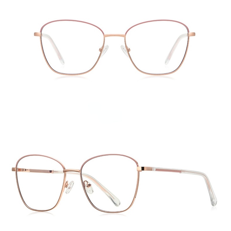 Kacamata Optik Model Mata Kucing Oversize Anti Blue Light Bahan Metal Untuk Wanita