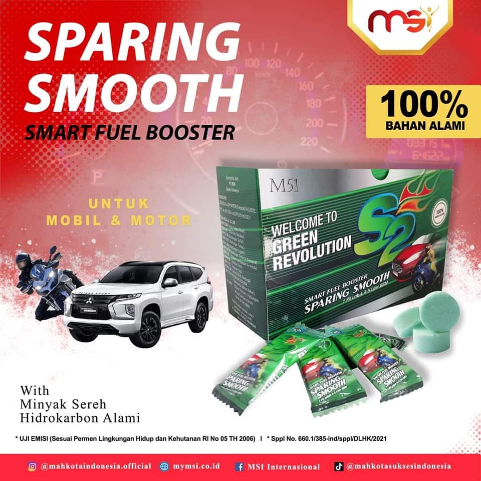 Sparing Smooth Tablet Penghemat Pengirit Bensin Bahan Bakar BBM Kendaraan Mobil Original Sparing Smooth MSI Tablet Pengirit Bensin BBM Untuk Kendaraan Mobil