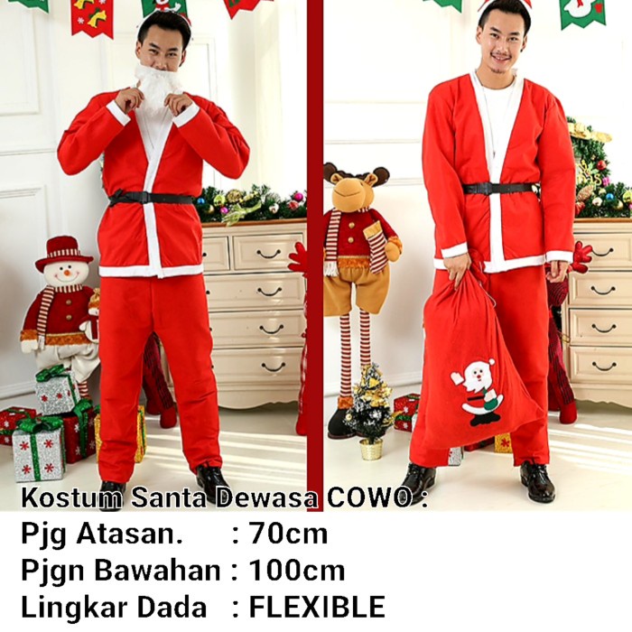 

Baju Natal Santa VELVET TEBAL Dewasa Anak Kostum Christmas Santa Dress - DEWASA COWO, ANAK 0 - 2 THN
