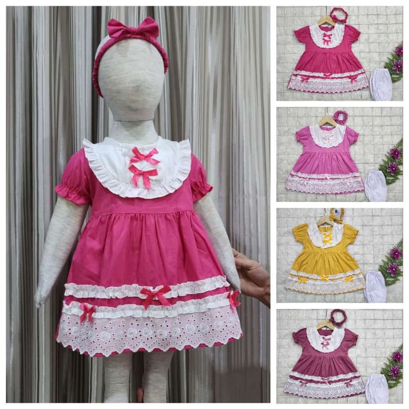 baju bayi perempuan set dress kdbg78