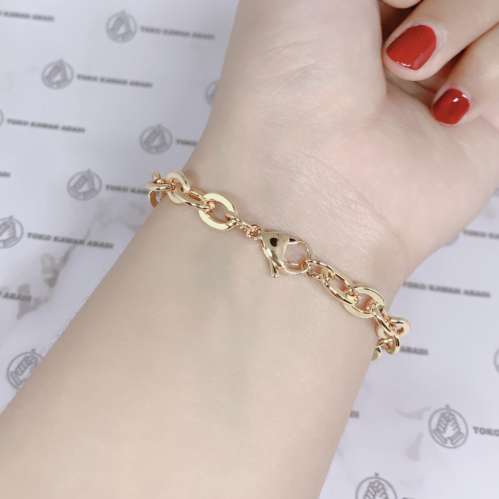 Xuping Gold Gelang Tangan Wanita Model Rantai Permata Kubus *84