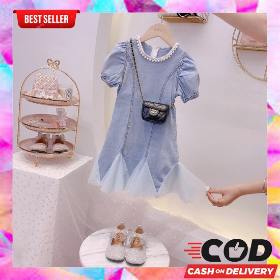 Bayi - 2 Tahun | Hwa Sa Dress Korea - Dres Pesta Fashion Baby Korean S [Cocobaby Jakarta] Denim Pere