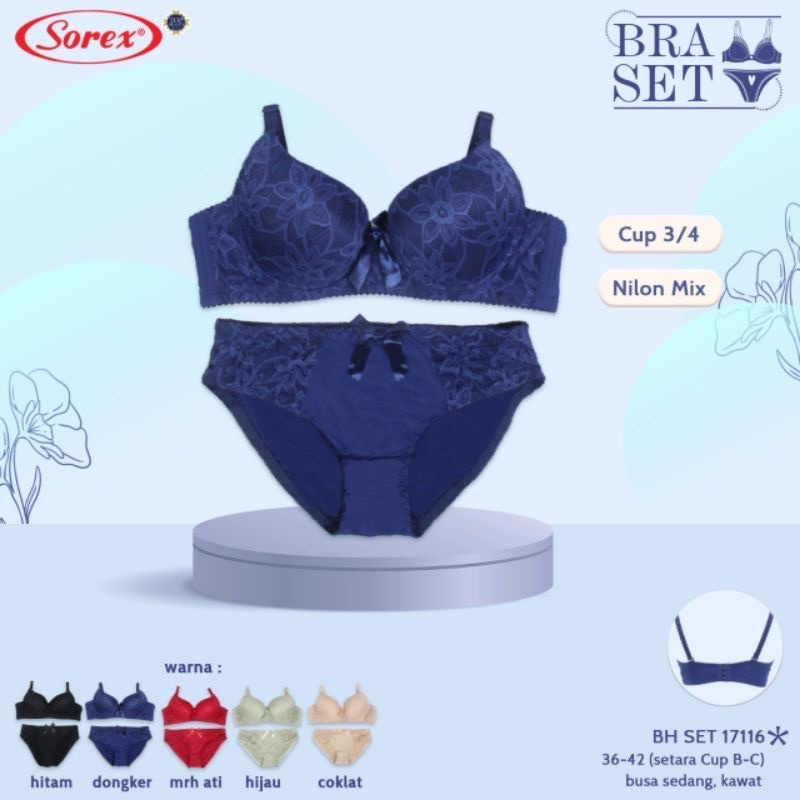 BH Set | Bra Set + CD Brukat SOREX 17126 Pakai Kawat Dan Busa Tipis