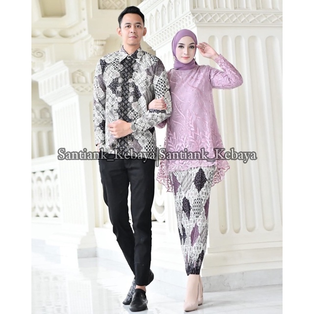 Kebaya Couple Kemeja Batik Pria Set Couple Kondangan Couple Wisuda Couple Pesta Terbaru By Santiank Kebaya