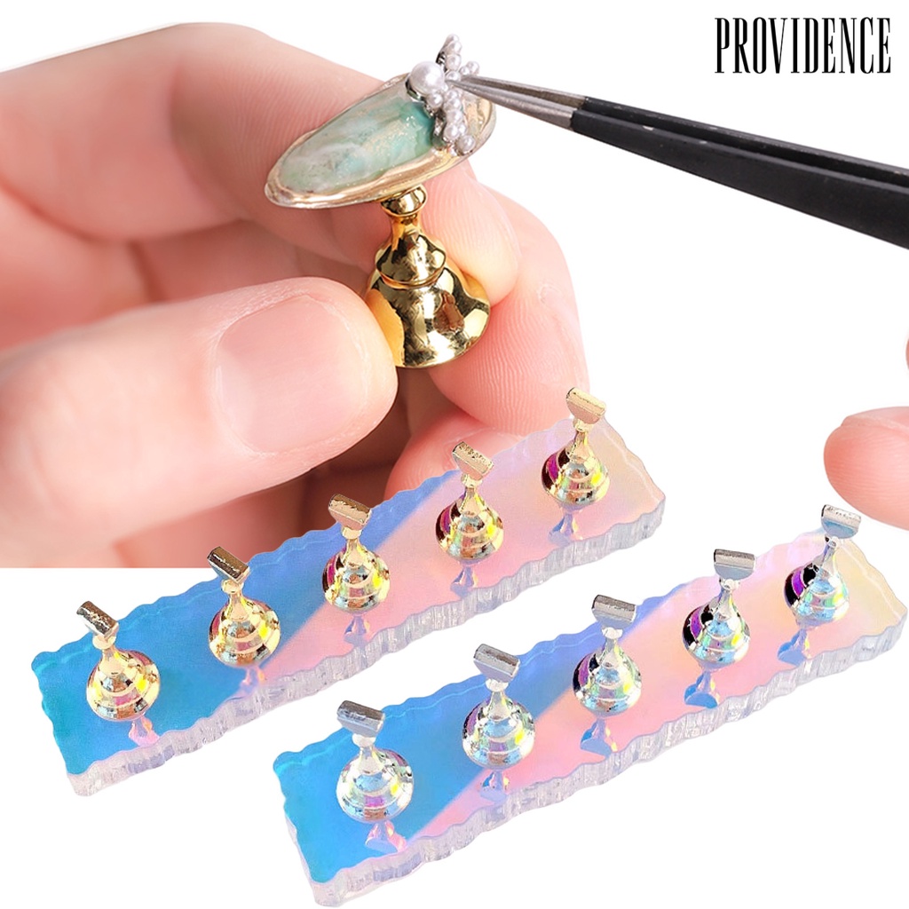 Providence 1 Set Stand Holder Kuku Palsu Bisa Dilepas Untuk Display / Latihan Nail Art / Salon