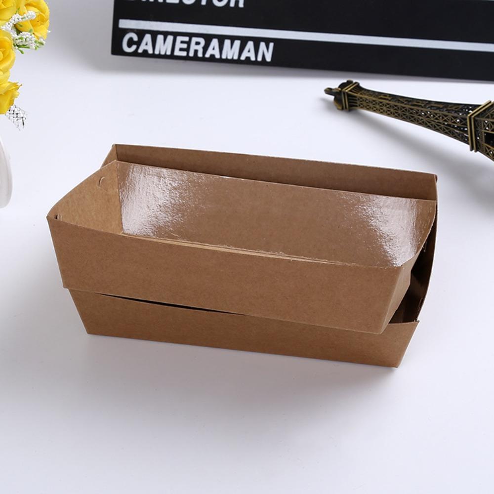 Top 10PCS Boat Shaped Bermanfaat Party Supply Kraft Paper Food Tray