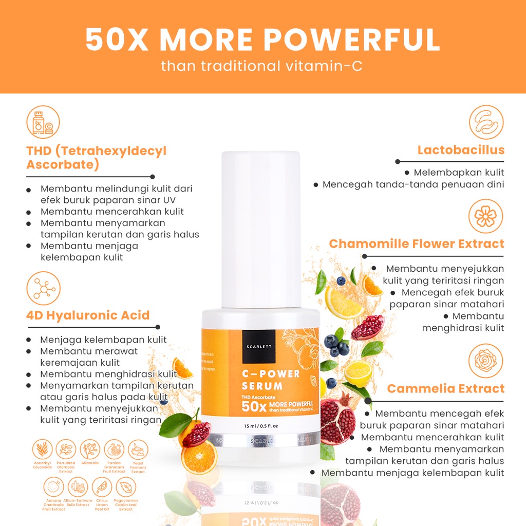 Scarlett Whitening C-Power Serum Vitamin C 50x