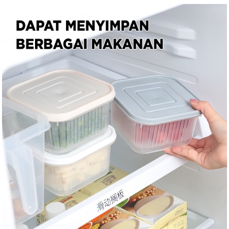 GTE | KOTAK PENYIMPANAN SERBAGUNA 3SET PUTIH BIRU | 3IN1 TEMPAT PENYIMPANAN SAYUR | TEMPAT PENYIMPANAN BUAH | KOTAK MAKANAN