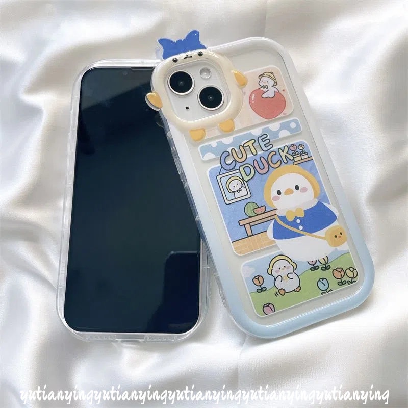 Soft Case Motif Kartun Bebek 3D Untuk Oppo A17 A16 A15 A96 A12 A95 A54 A57 A77s A94 A16K A76 A17K A3s A55 A5s A92 A36 A74 A53 A52 Az A16K A73 A53 A5 Case Pelindung Earphone Bluetooth Airpod