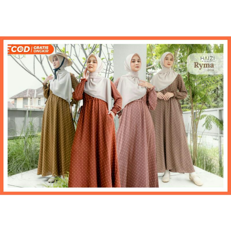 Gamis Wanita Muslimah Crinkle Uragiri Ryma Dress Haizi Tali Serut