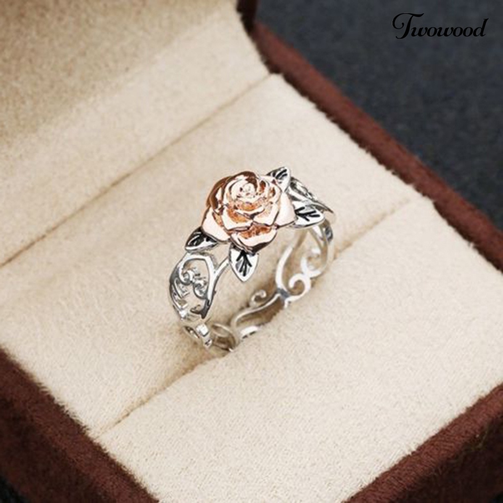 Cincin Jari Wanita Desain Ukiran Bunga Mawar Gaya Retro Untuk Hadiah Ulang Tahun