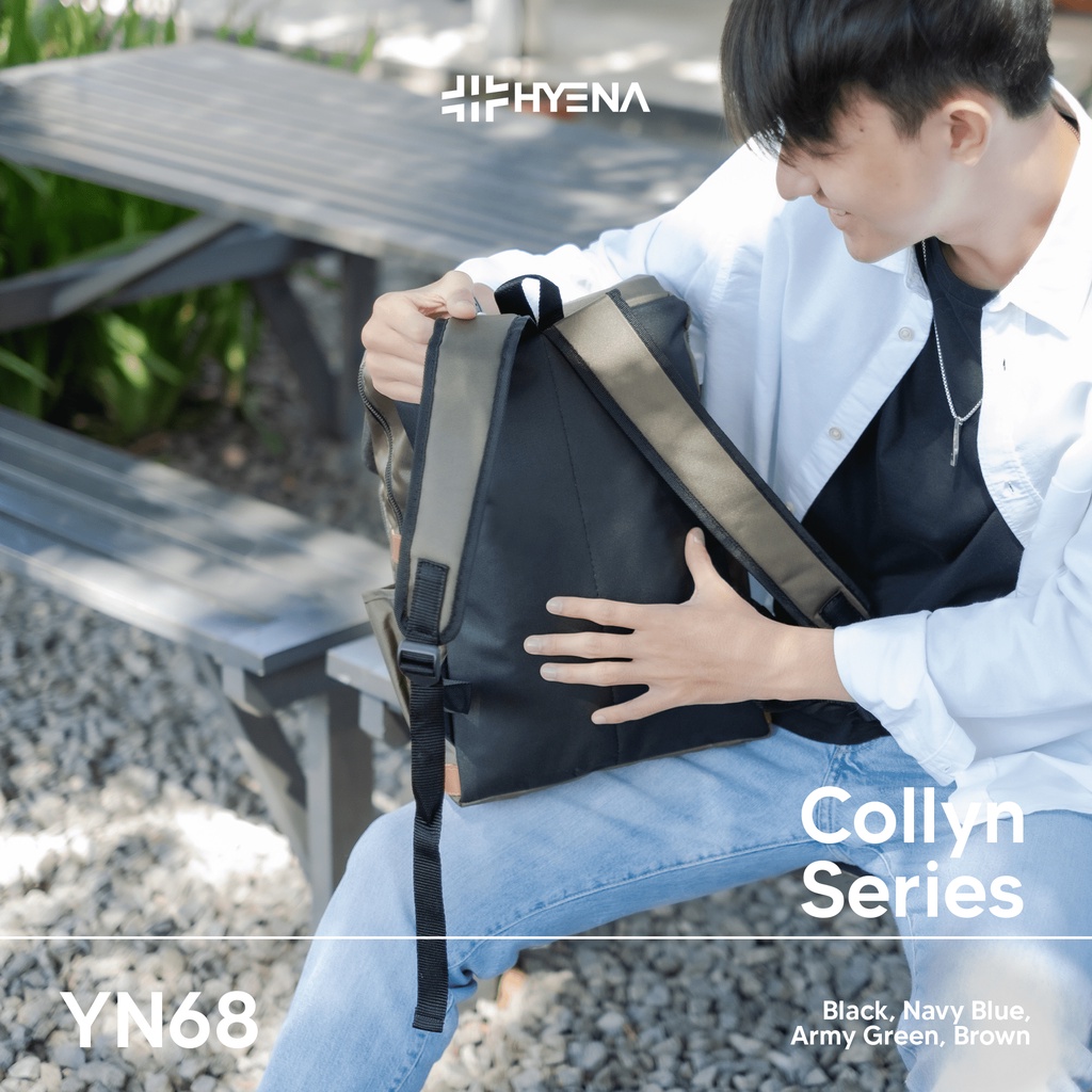 Hyena [YN68] - Simple Backpack Bahan Colyn Tas Kuliah Fashion Pria Wanita Ransel Sekolah SMP SMA