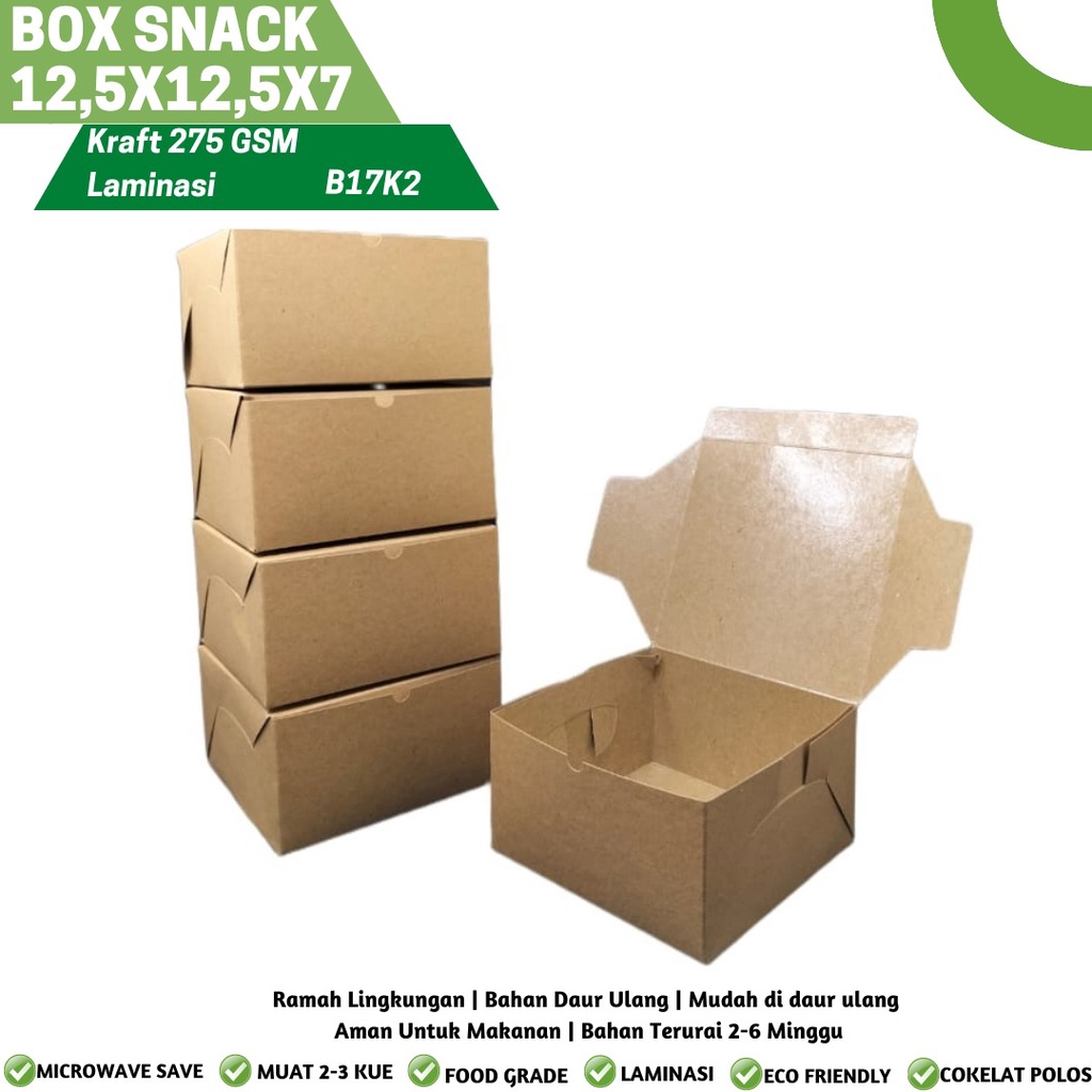 Snack Box 12.5x12.5x7 Bahan 290 Gsm (B17K2-Laminasi)