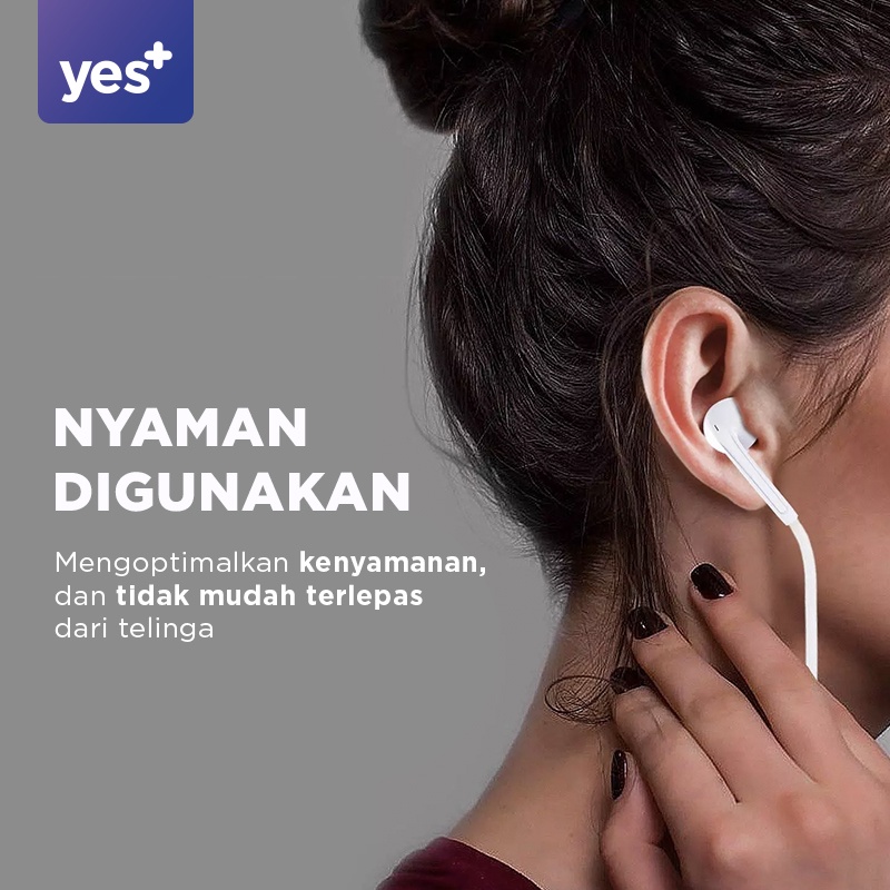 Headset Kabel Yes+ YSYP01 Earphone Henset Hp Android With Microphone Hedset bass Universal Cocok untuk semua handphone |GROSIRXPRESS