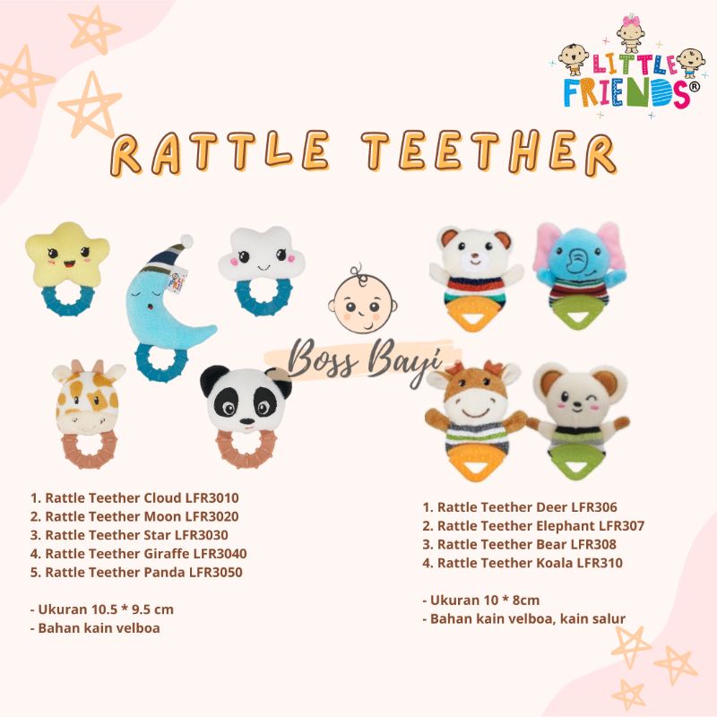 LITTLE FRIENDS Rattle Teether / Mainan Boneka Gigitan Bayi Anak