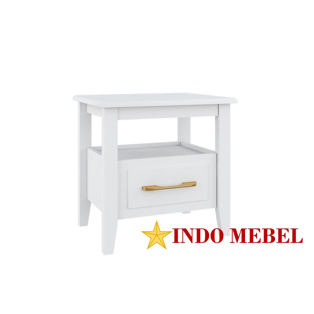 Nakas Side Table Tempat Tidur NK Maple Putih / Bedside Table /Lemari kecil/lemari pendek READY MAKAS