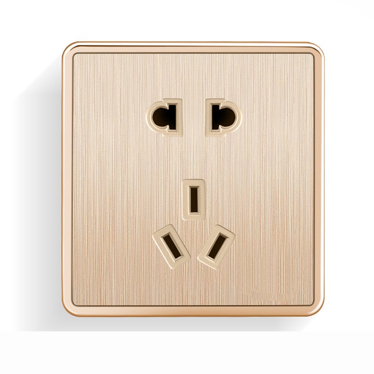 Saklar / Sakelar Lampu Emas Gold/Grey/White/Black Brushed 1/2/3 Gang Electrical Switch Power Socket with USB