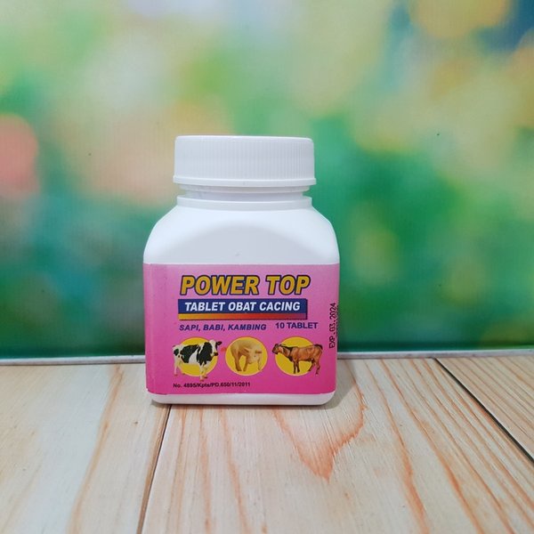 POWER TOP 1O TABLET - Obat Cacing Hewan Sapi/ obat cacing kambing/ obat cacing babi/ obatcacing hewa