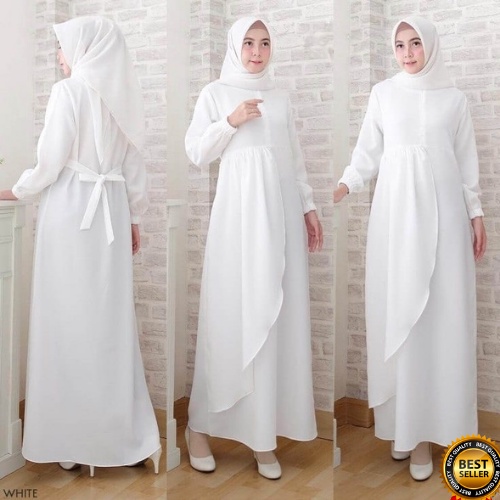 Gamis Putih Caliana Dress / Gamis Wanita Terbaru 2022 / Gamis Putih Polos Busui  /Fashion Muslim 202