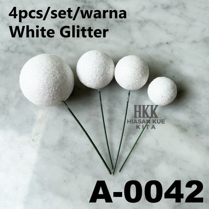 

[Isi 4] Topper Bola Glitter Biru Pink Putih Kuning Emas Hiasan Kue