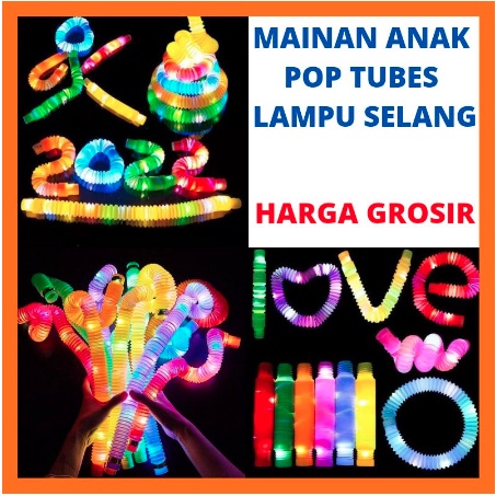 Mainan Viral CEV Light Up Pop Tubes Pop Pipes Mainan Lampu Stick Pipa Selang Fidget Toy - Mainan Viral 2022 - POPLED Selang LED