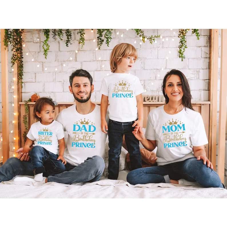 kaos couple ulang tahun anak Laki laki baju ultah keluarga kompak Fam Prince