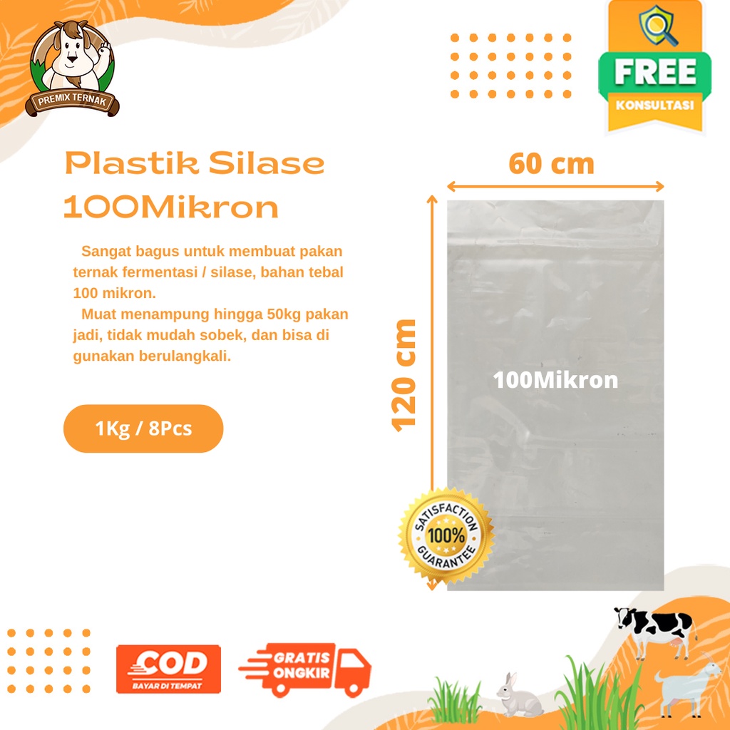 ( Harga Grosir ) PLASTIK SILASE TEBAL 100 Mikron Berkualitas ( 1 Lembar ) Plastik Untuk Fermentasi Pakan Ternak Hewan Sapi Kambing Domba | 100 Mikron | Plastik Pakan Ternak | Plastik PE | Apoternak | Premix Ternak