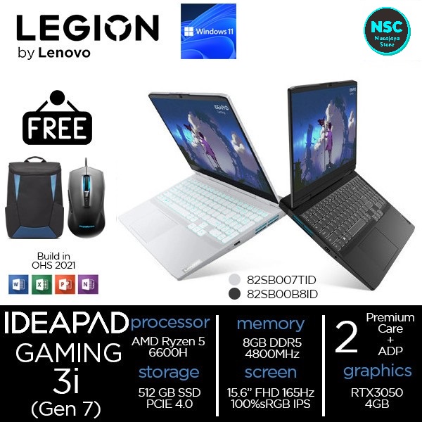 Lenovo Ideapad Gaming 3 2022 Ryzen 5 6600 8GB 512SSD RTX3050 4GB WIN11 B8ID