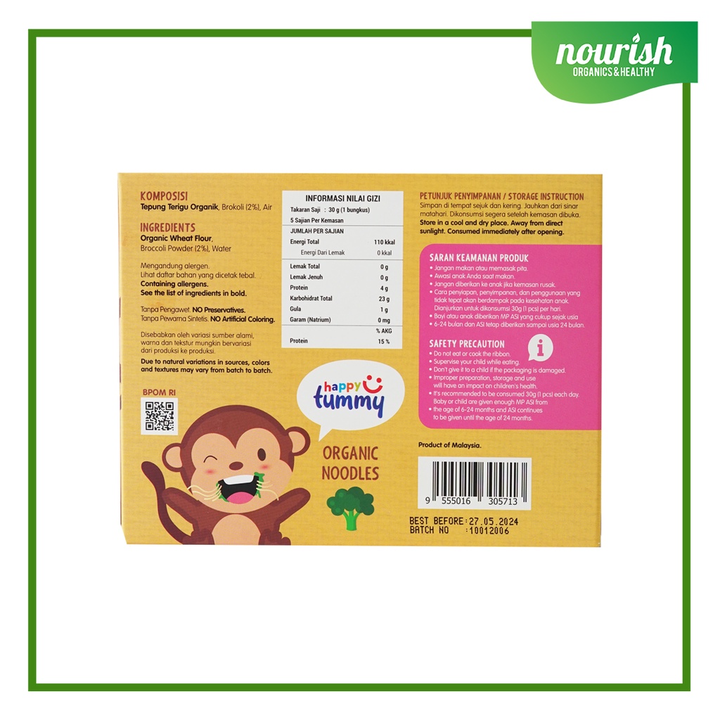 Happy Tummy Organic NOODLE / Mie MPASI organik bayi anak 150gr