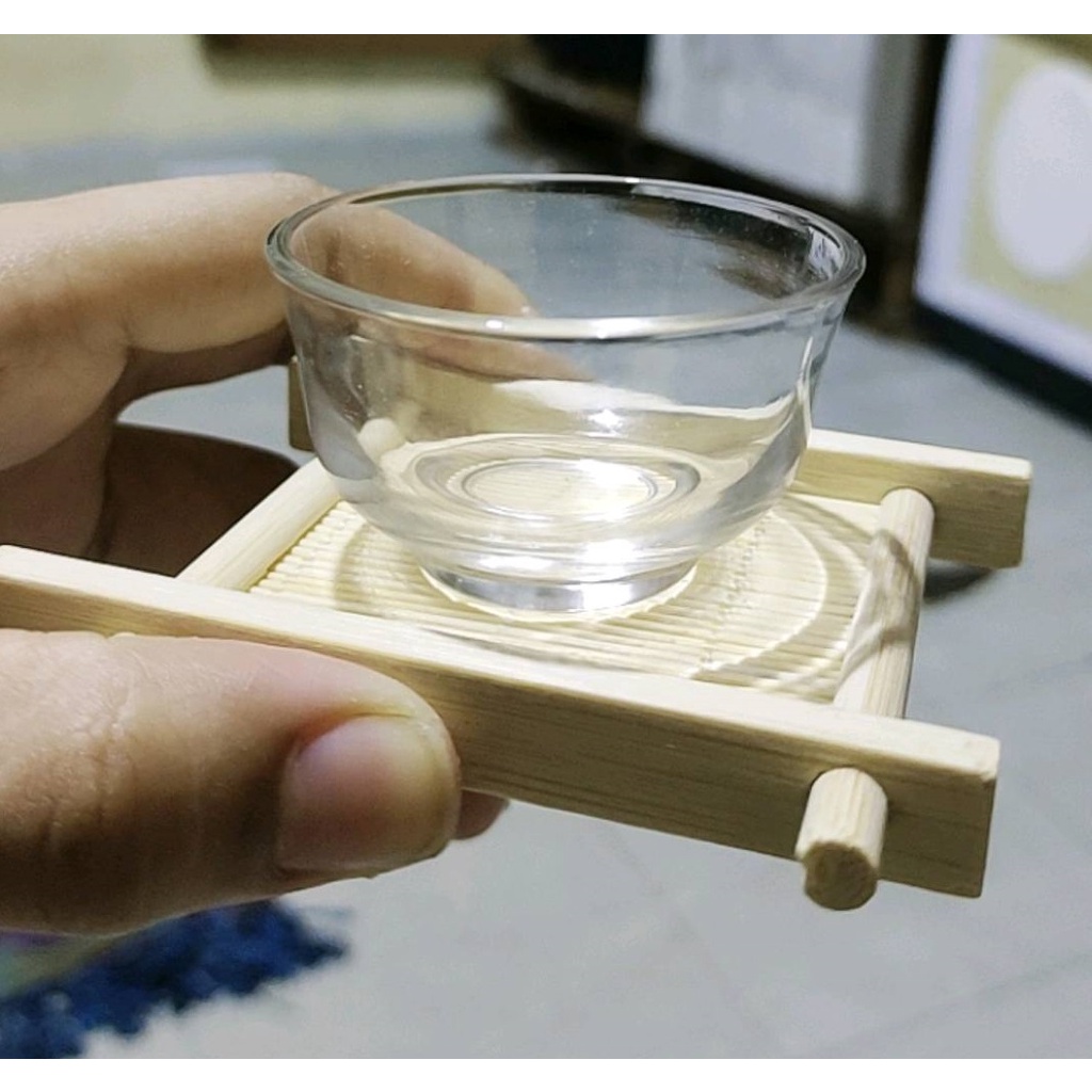 SEMUA 168 CHINESE TEA CUP MINI 30ML KACA / TATAKAN GELAS BAMBU GELAS SLOKI MINI ARAK SOJU WINE GLASS