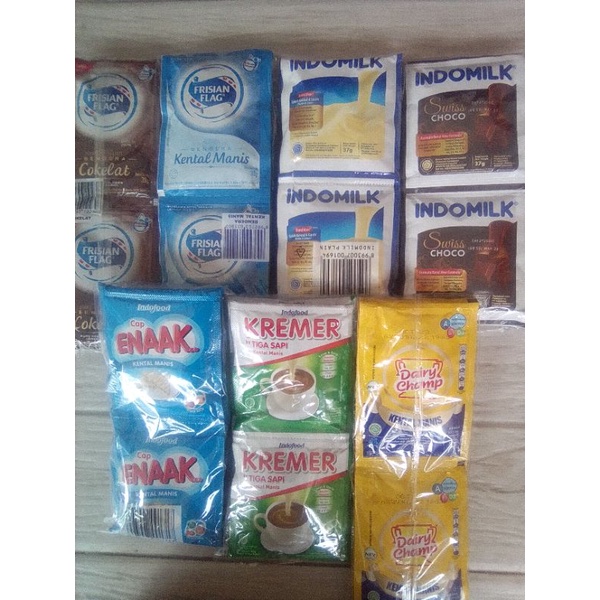 

susu kental manis sachet Bendera/ kremer/Enak/ indomilk/ Dairy champ