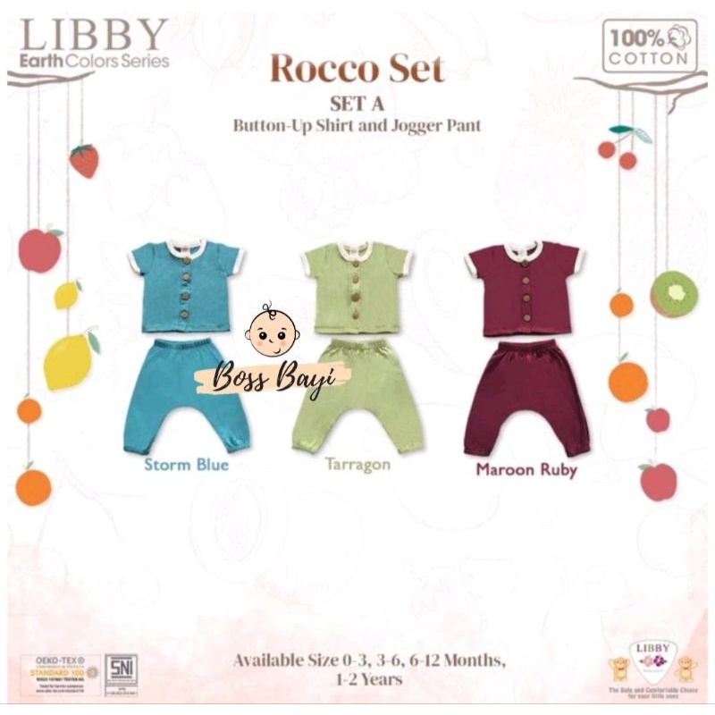 LIBBY BABY ROCCO Set  Earth Series Setelan Bayi / Anak Lengan Pendek Celana Joger